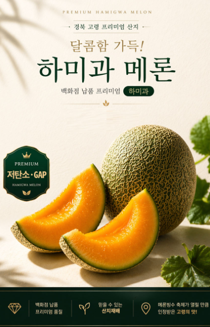 백화점 납품 브랜드 고당도 프리미엄 [하미과 멜론] 800g X 2과